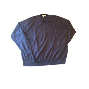 Peter Millar Mens Navy V-Neck Sweater XL Merino Wool & Lyocell Made In China